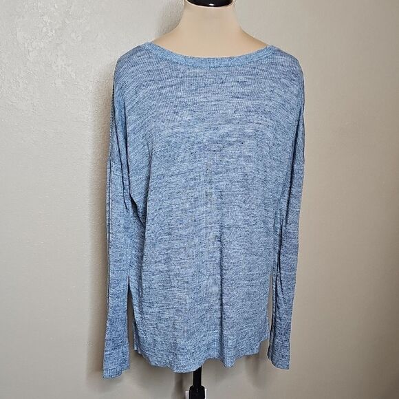Lululemon Well Being Crew Sweater Linen Heathered Speckle Petrol Blue Medium - Picture 1 of 9
